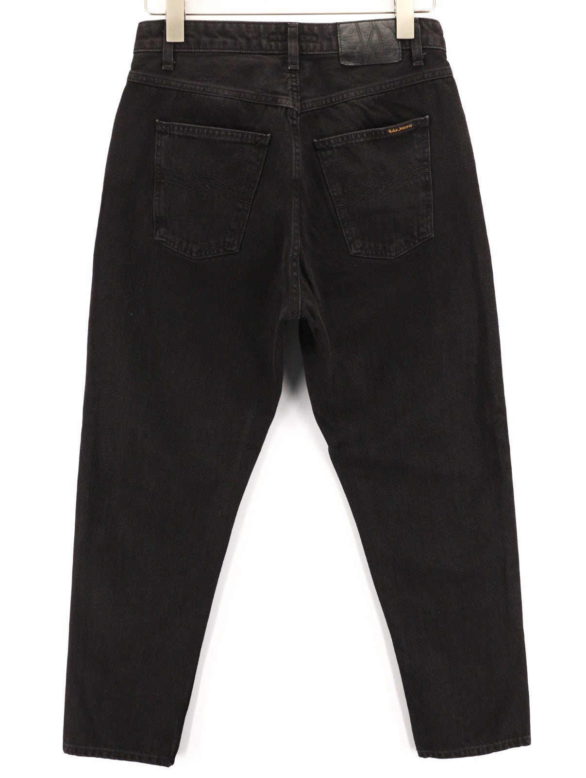 NUDIE JEANS Breezy Britt Men's Jeans W29/L28 Black Faded Zip Logo Denim