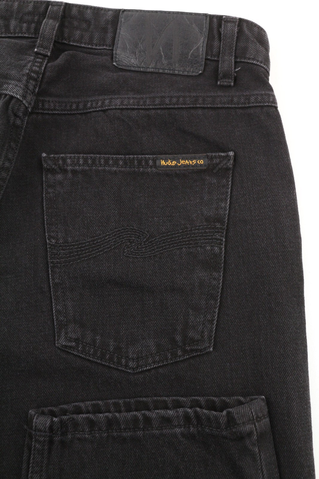 NUDIE JEANS Breezy Britt Men's Jeans W29/L28 Black Faded Zip Logo Denim