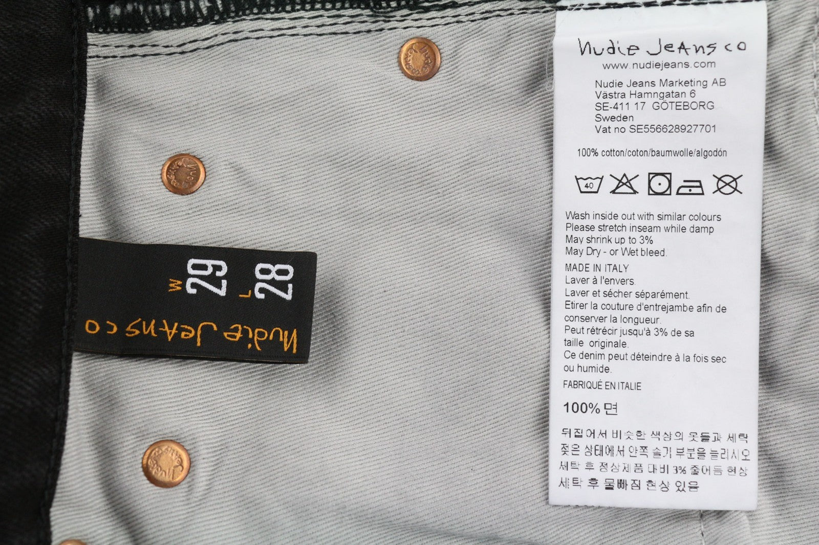 NUDIE JEANS Breezy Britt Men's Jeans W29/L28 Black Faded Zip Logo Denim