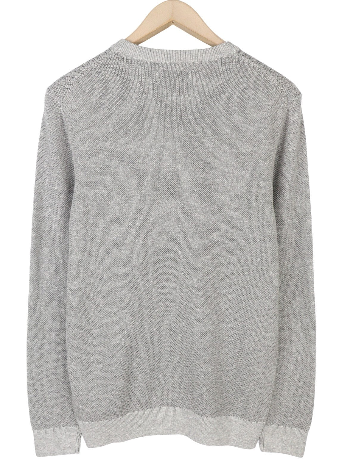 GANT Multi Texture Pique C-Neck Men Jumper S Light Grey Melange Knit Pullover