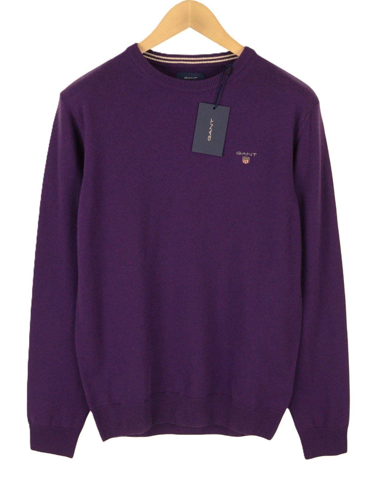 GANT Superfine Lambswool Crew Men Jumper M Imperial Purple Knitted Pullover