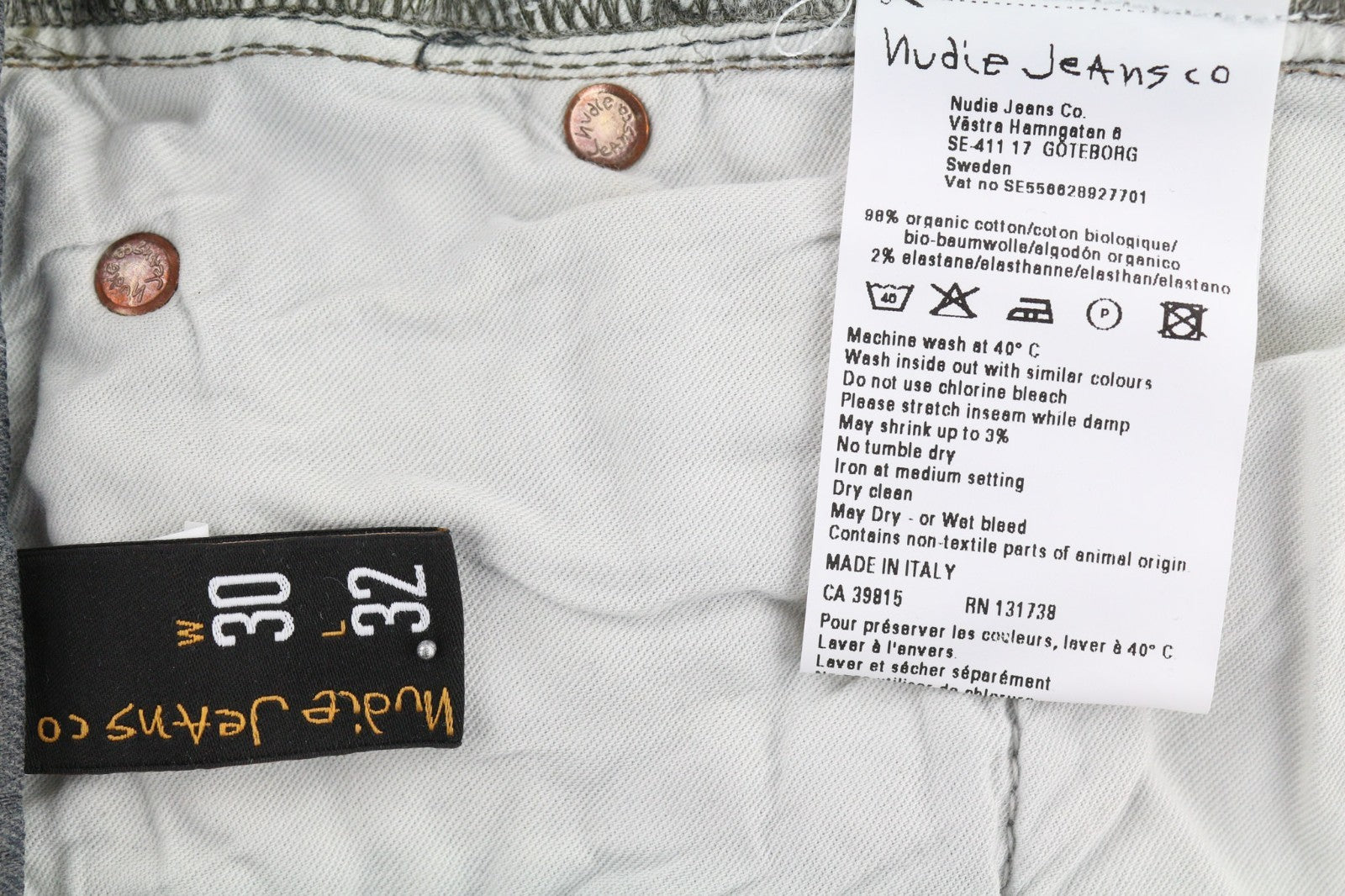 NUDIE JEANS Tight Long John Men's Jeans W30/L32 Charcoal Slim Washed Logo