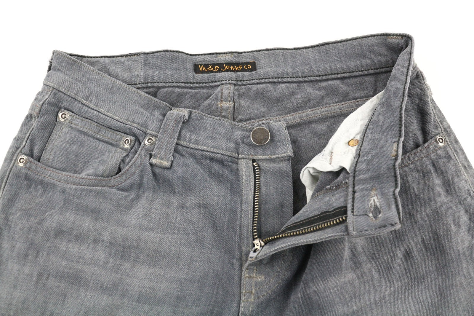 NUDIE JEANS Tight Long John Men's Jeans W28/L32 Charcoal Slim Logo Washed