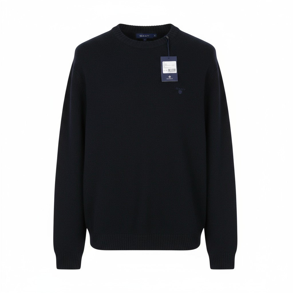 GANT Brushed Wool C-Neck Men Jumper 3XL Evening Blue Wool Blend Knit Pullover