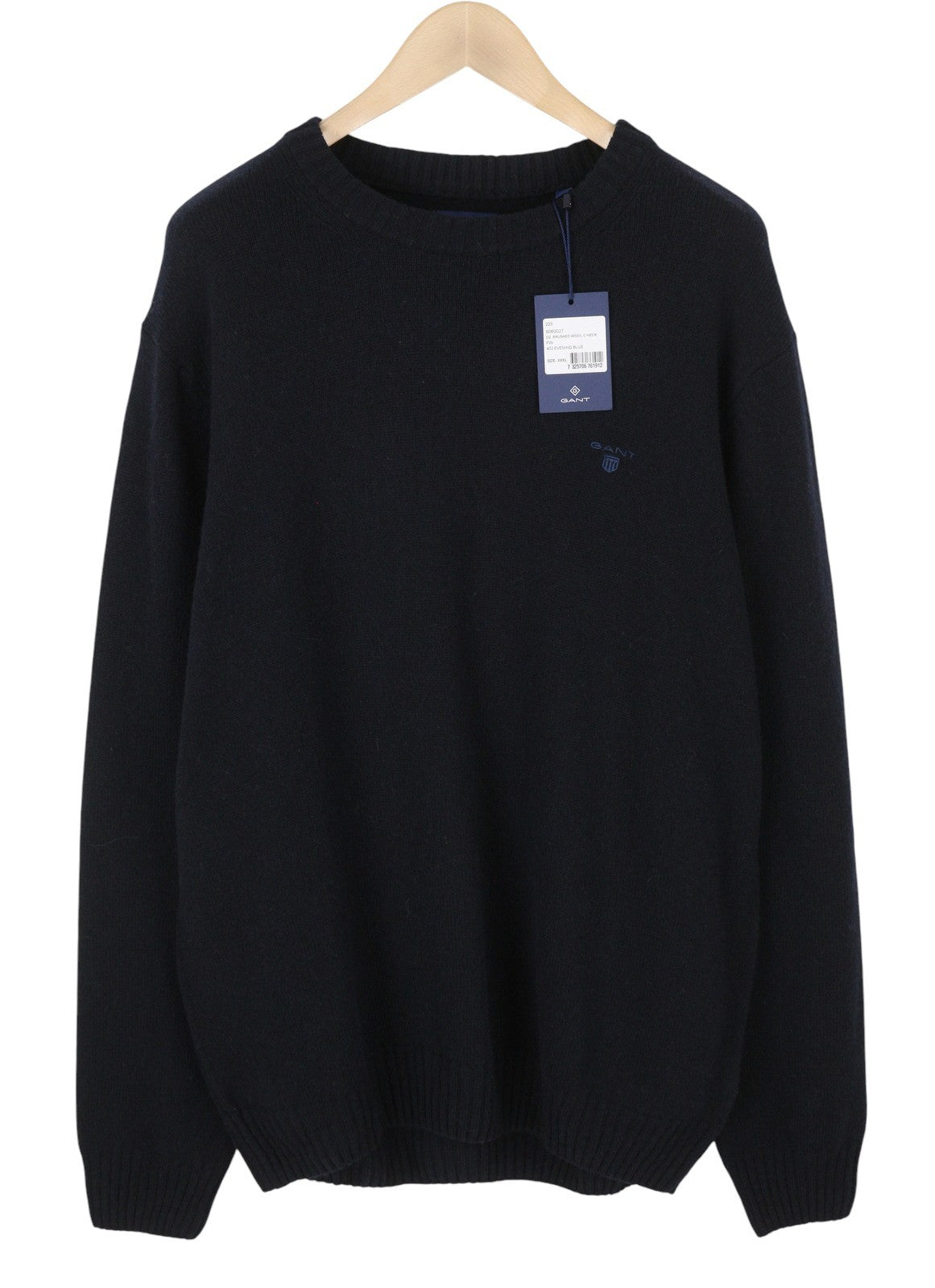 GANT Brushed Wool C-Neck Men Jumper 3XL Evening Blue Wool Blend Knit Pullover