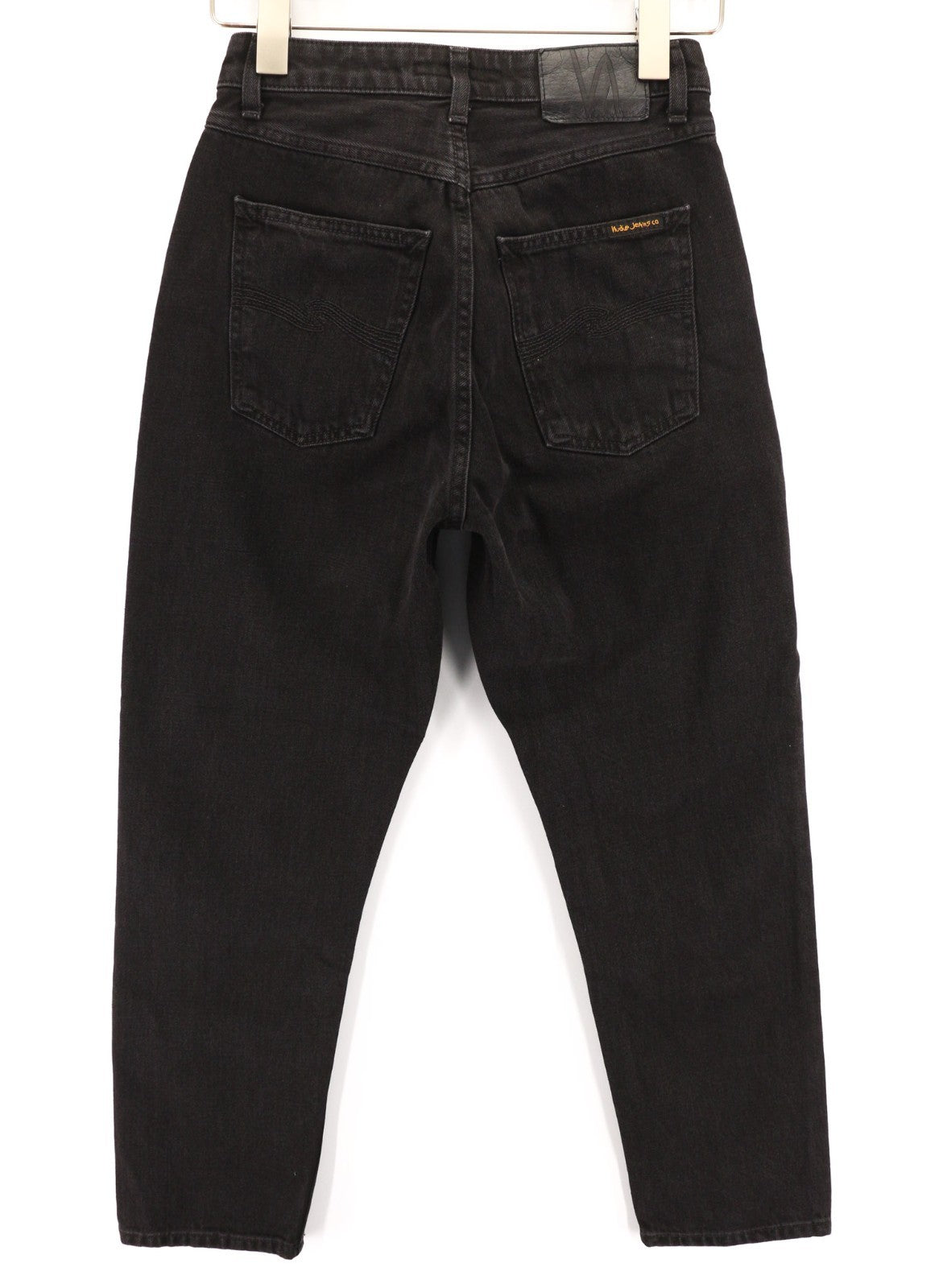 NUDIE JEANS Breezy Britt Women's Jeans W26/L26 Black Washed Zip Logo Denim