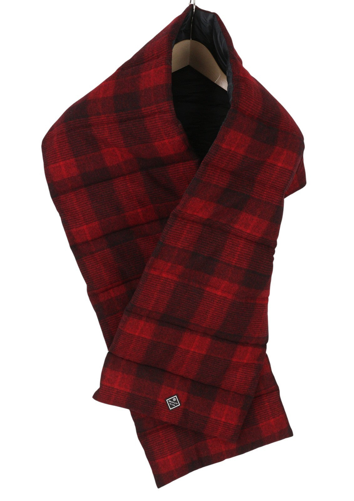 GANT Padded Check Women Scarf OS Equestrian Red Flannel Wool Blend RRP100
