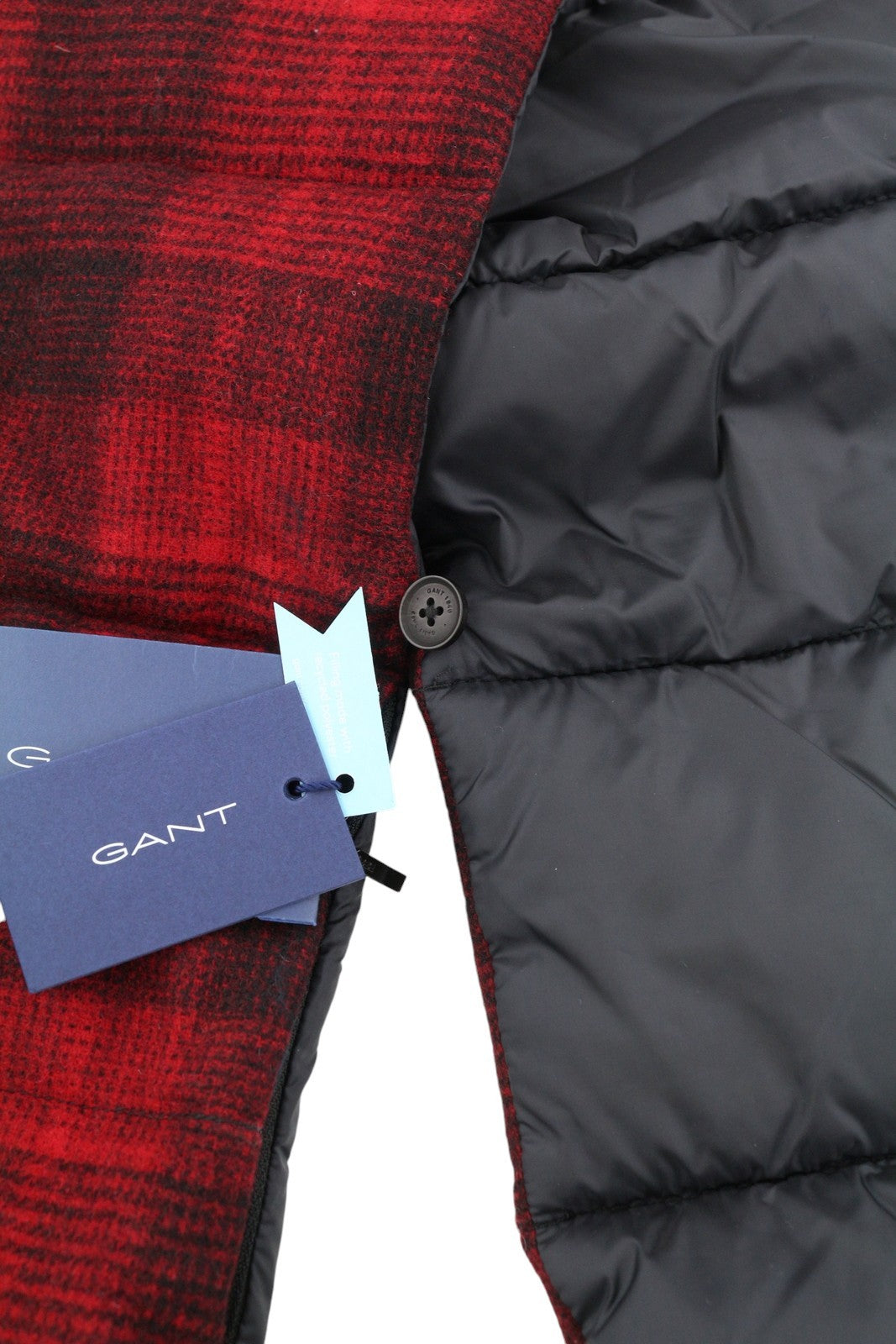 GANT Padded Check Women Scarf OS Equestrian Red Flannel Wool Blend RRP100