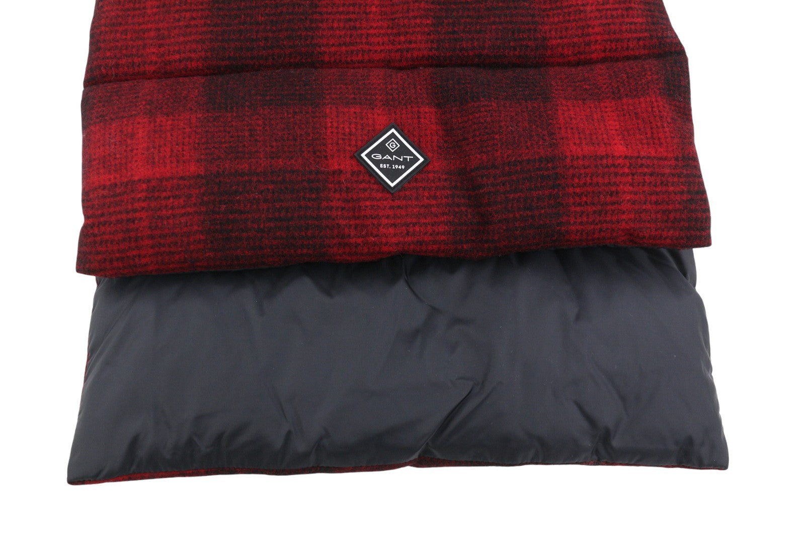 GANT Padded Check Women Scarf OS Equestrian Red Flannel Wool Blend RRP100