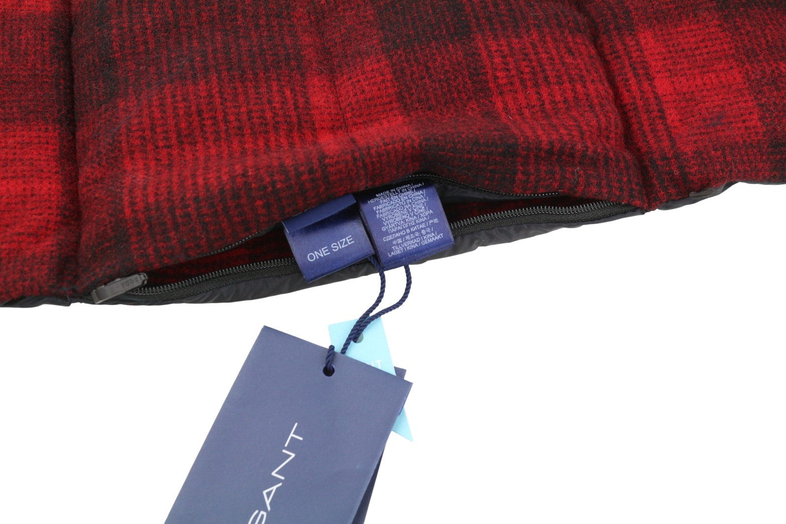 GANT Padded Check Women Scarf OS Equestrian Red Flannel Wool Blend RRP100