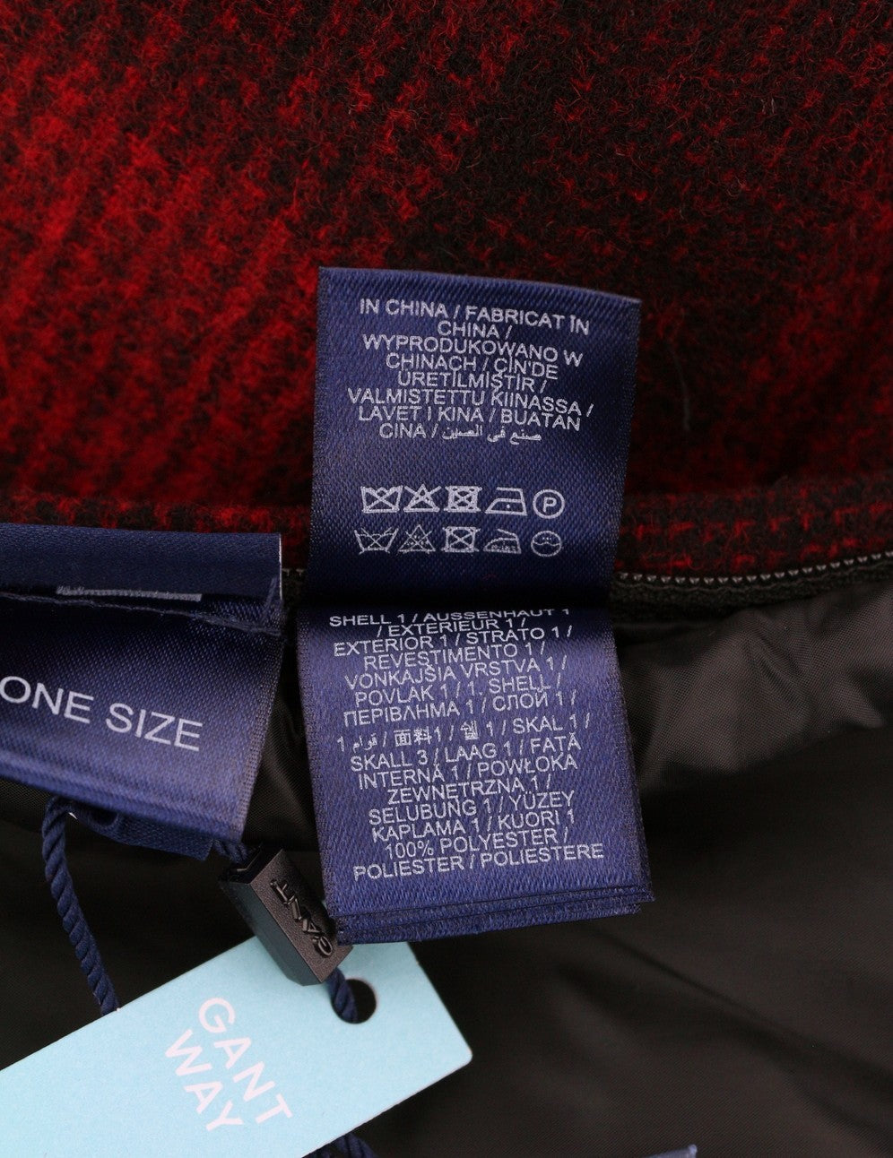 GANT Padded Check Women Scarf OS Equestrian Red Flannel Wool Blend RRP100