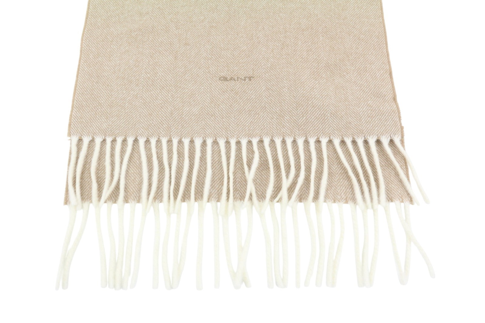 GANT Herringbone Wool Scarf Women Scarf OS Warm Khaki Wool Tight-Knit Fringes