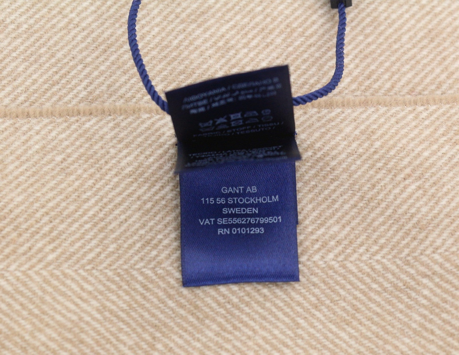 GANT Herringbone Wool Scarf Women Scarf OS Warm Khaki Wool Tight-Knit Fringes