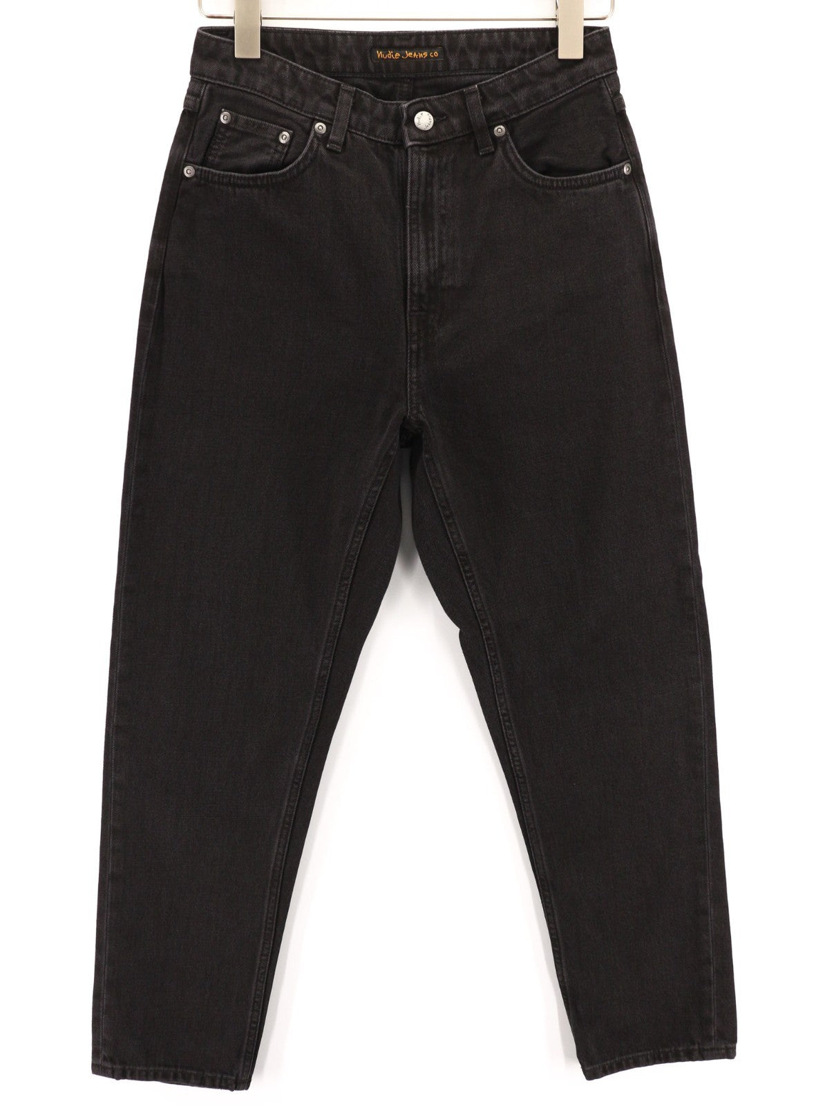 NUDIE JEANS Breezy Britt moteriški džinsai W28/L28 juodi su užtrauktuku ir logotipu, medvilniniai džinsai 