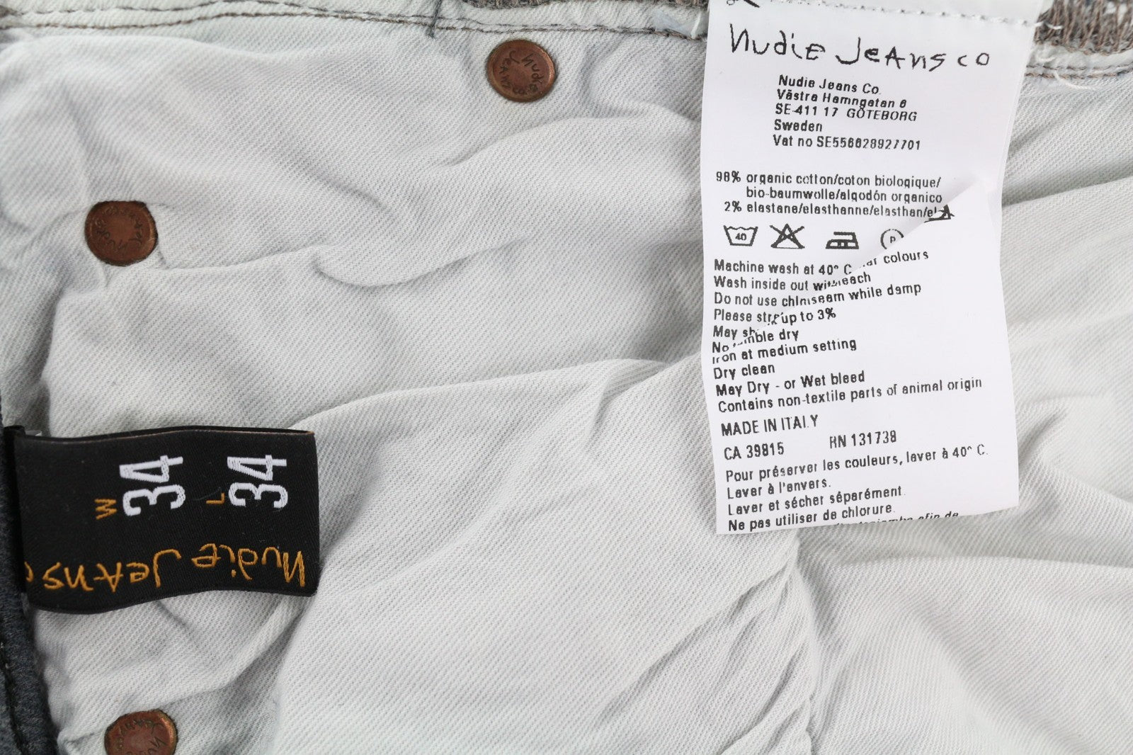 NUDIE JEANS Tight Long John Men's Jeans W34/L34 Charcoal Slim Fit Denim