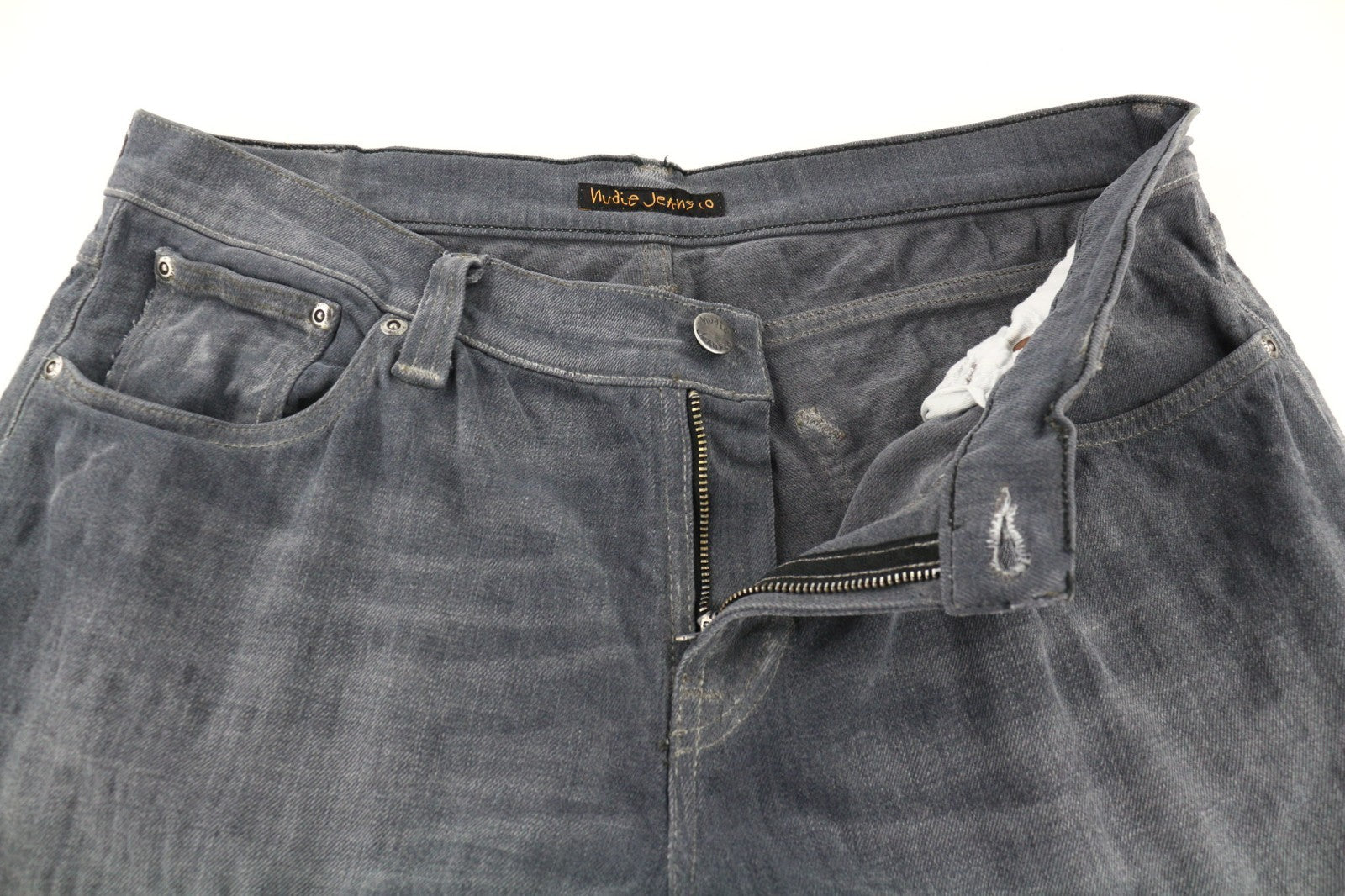 NUDIE JEANS Tight Long John Men's Jeans W34/L34 Charcoal Slim Logo Wash