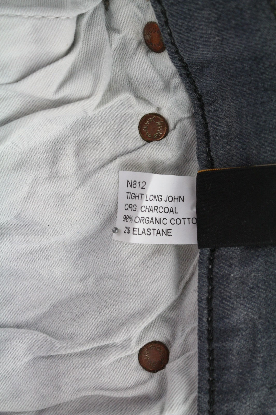 NUDIE JEANS Tight Long John Men's Jeans W34/L34 Charcoal Slim Logo Wash