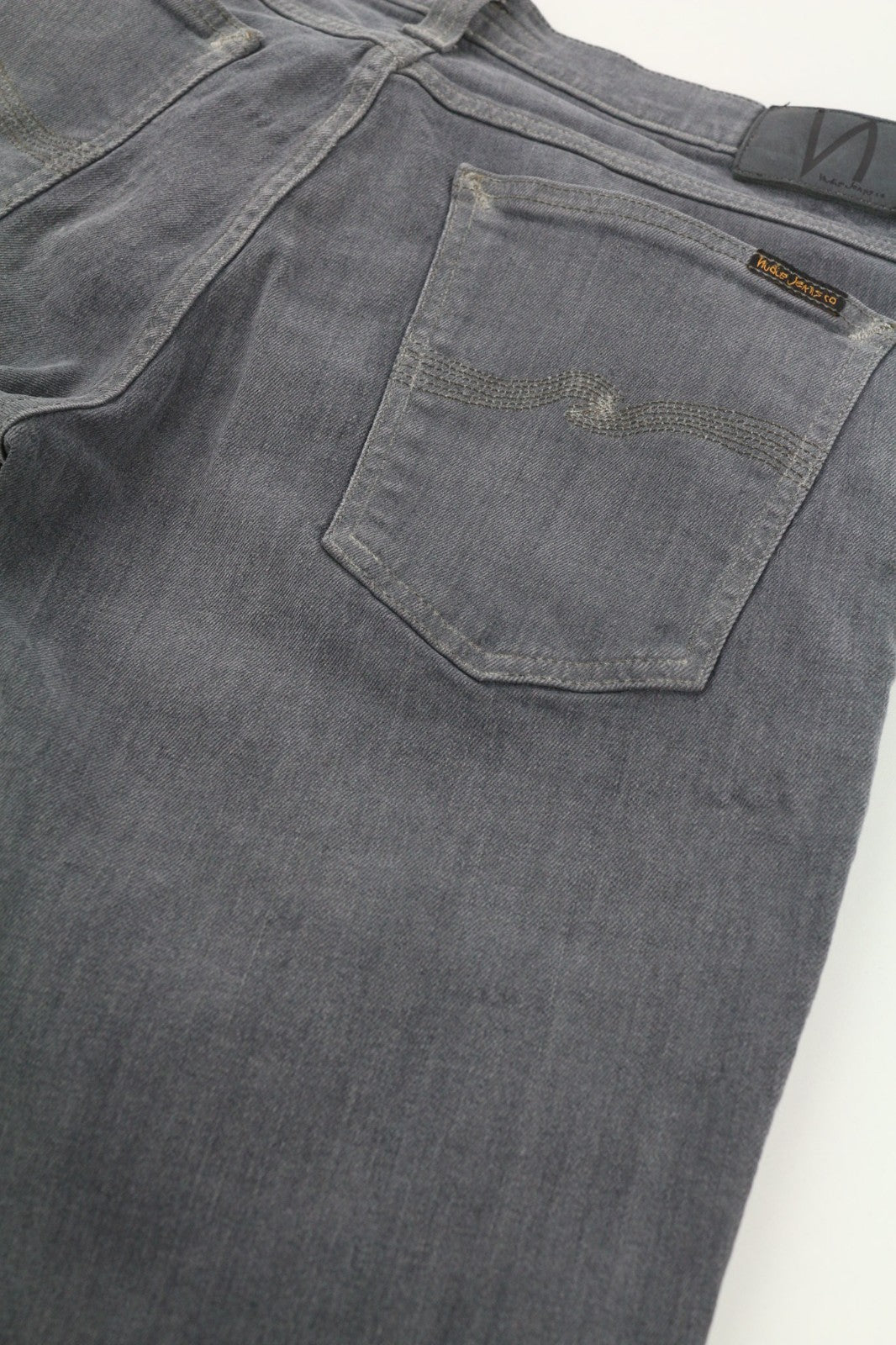 NUDIE JEANS Tight Long John Men's Jeans W34/L34 Charcoal Slim Fit Logo