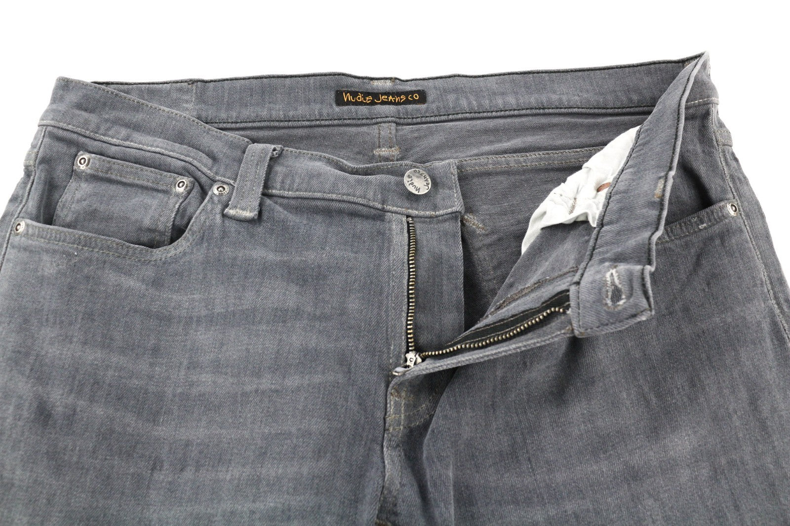 NUDIE JEANS Tight Long John Men's Jeans W34/L34 Charcoal Slim Fit Logo