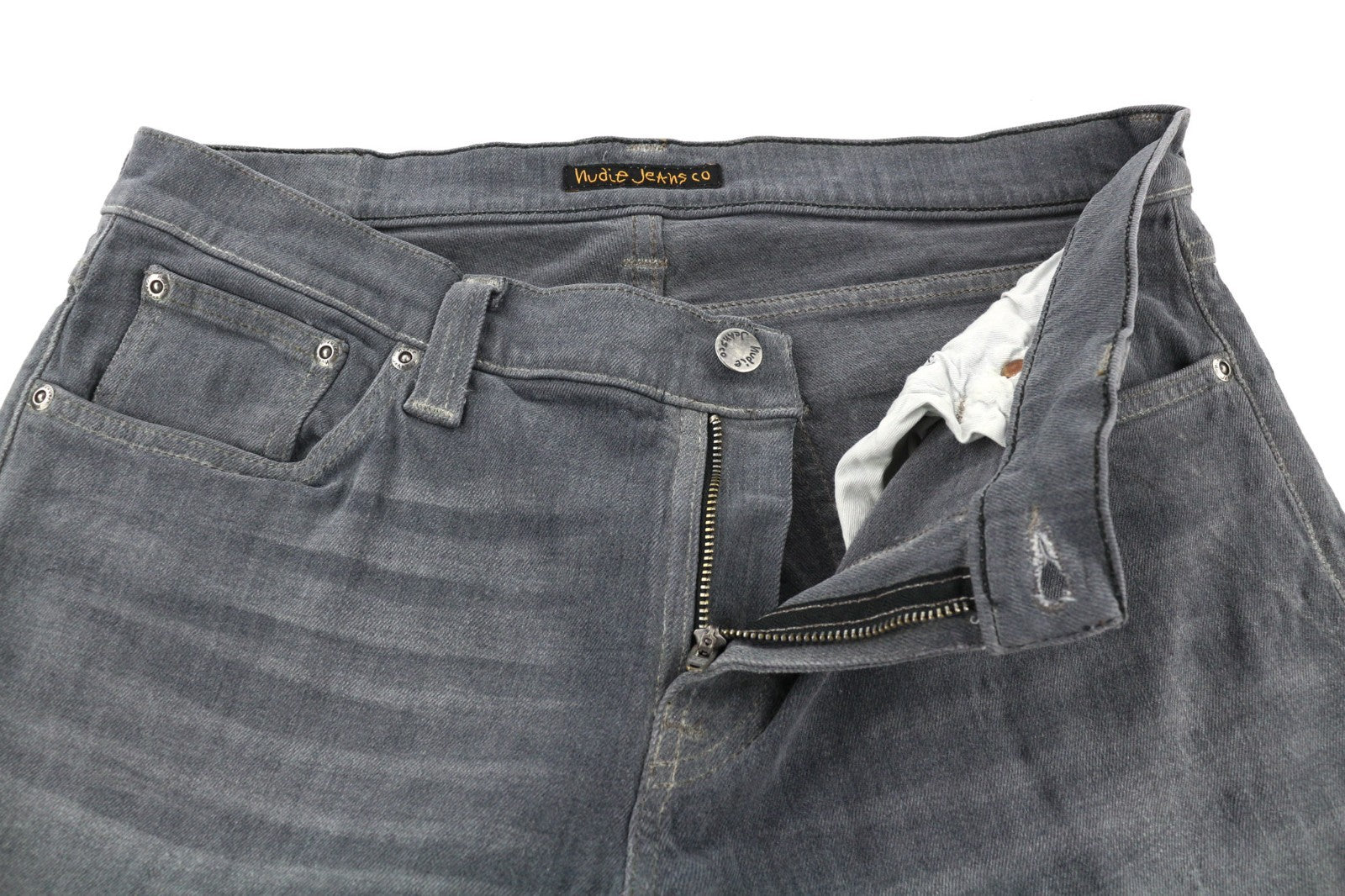 NUDIE JEANS Tight Long John Men's Jeans W32/L34 Charcoal Slim Fit Logo