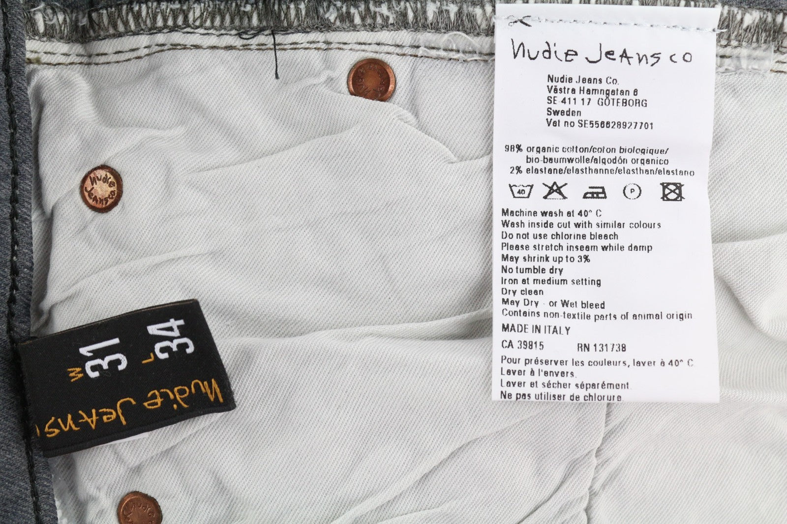 NUDIE JEANS vyriški aptempti ilgi džinsai W31/L34 tamsiai pilki, ploni, su užtrauktuku 