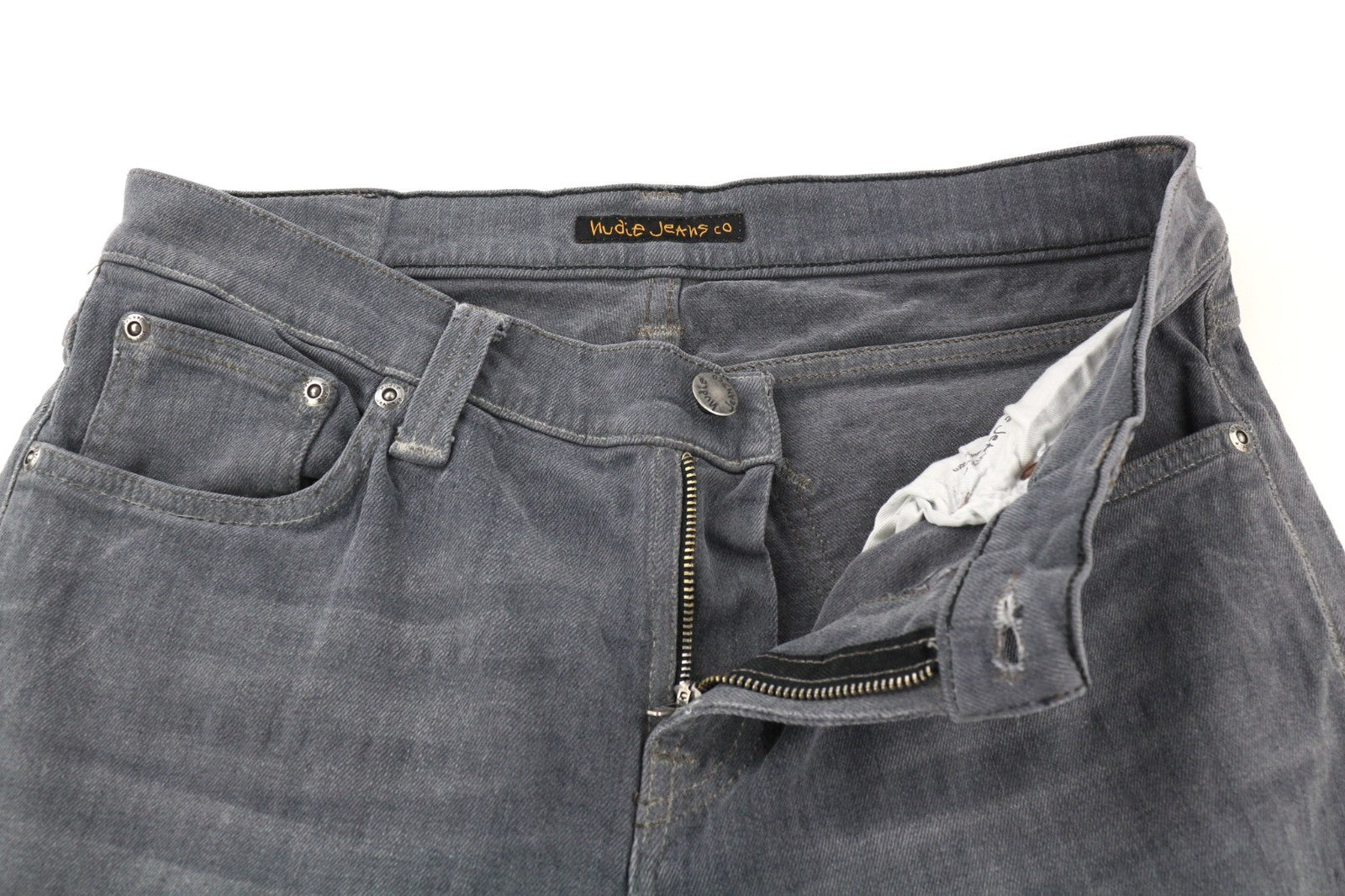 NUDIE JEANS Tight Long John Men's W30/L34 Organic Charcoal Slim Zipper Denim