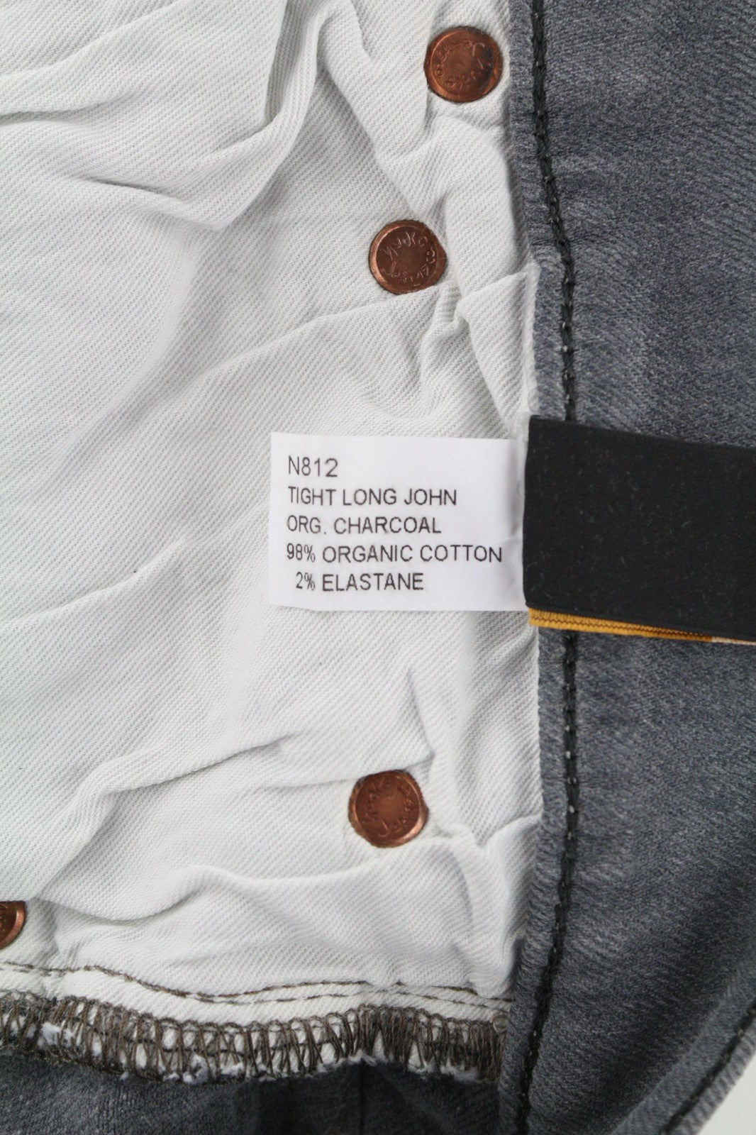 NUDIE JEANS Tight Long John Men's W30/L34 Organic Charcoal Slim Zipper Denim