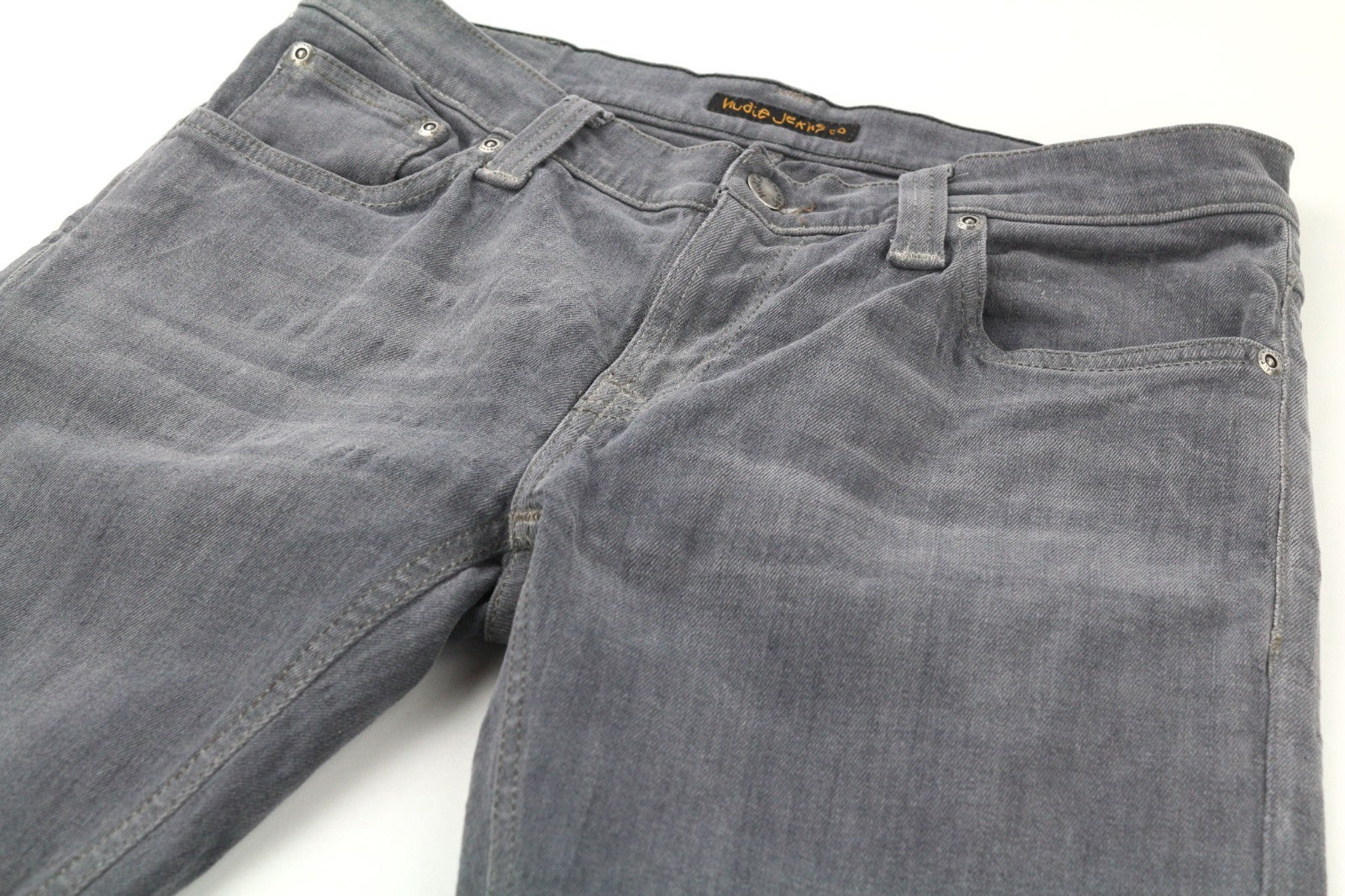 NUDIE JEANS Tight Long John Men's W30/L34 Organic Charcoal Slim Zipper Denim