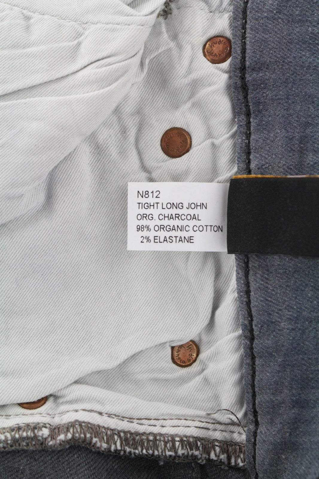 NUDIE JEANS Tight Long John Men's W30/L34 Charcoal Slim Organic Fit Zip