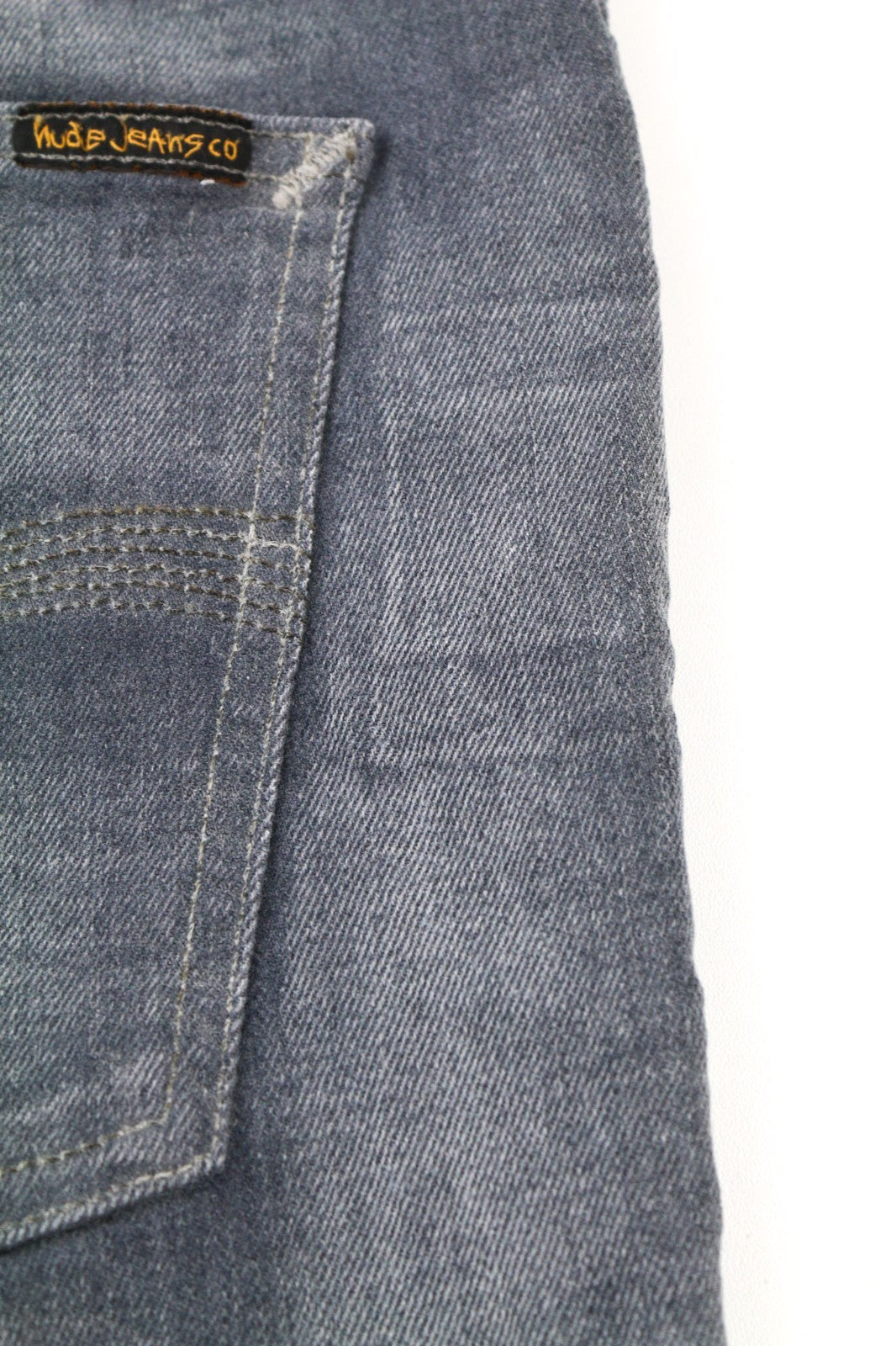 NUDIE JEANS vyriški aptempti ilgi John džinsai W33/L34 tamsiai pilki, ploni, ekologiški džinsai 