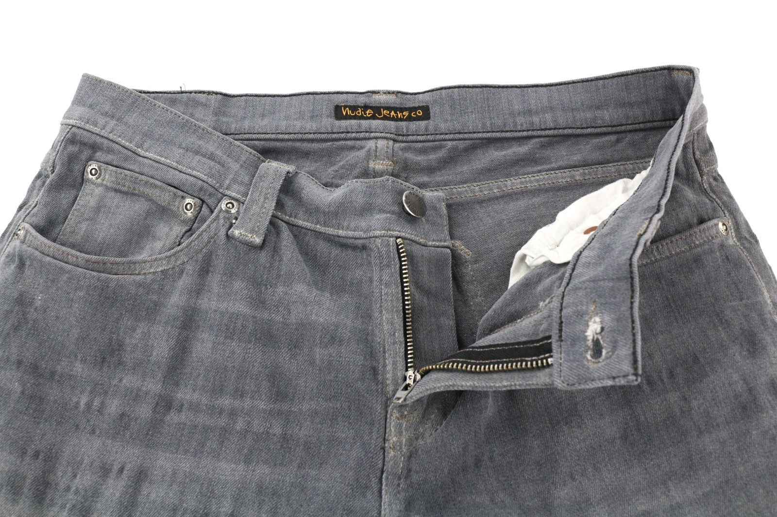 NUDIE JEANS Tight Long John Men's W31/L34 Charcoal Organic Zip Fly Slim Fit