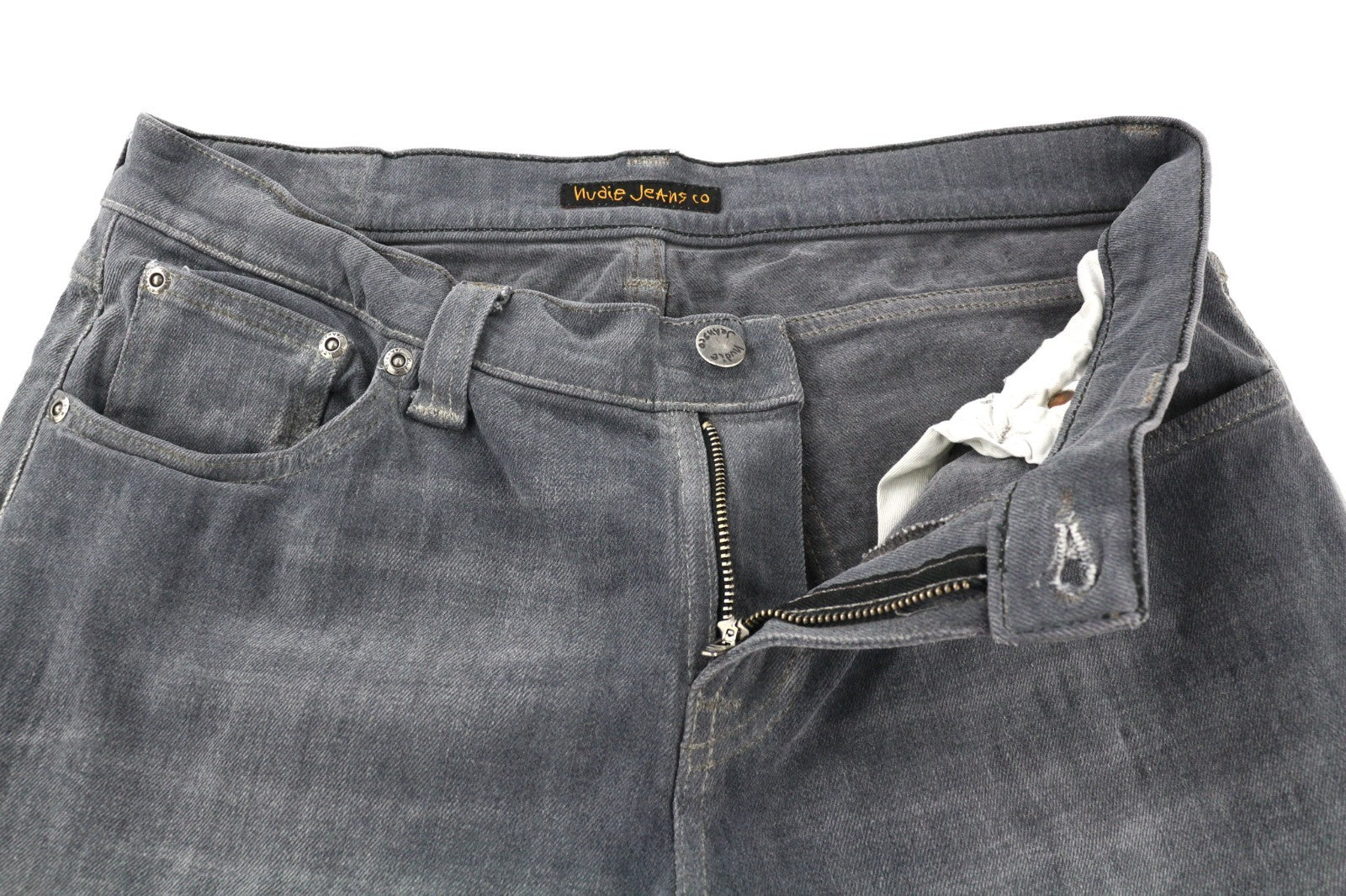 NUDIE JEANS Tight Long John Men's W31/L34 Charcoal Slim Leg Fit Zip Jeans