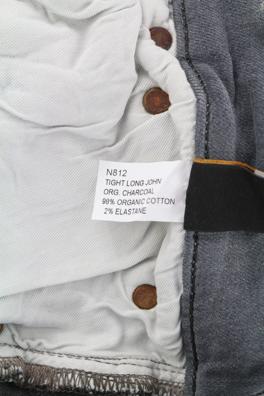 NUDIE JEANS Tight Long John Men's W31/L34 Charcoal Slim Leg Fit Zip Jeans