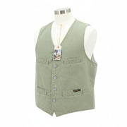NUDIE JEANS Gustav Men's Vest M Beech Green Organic Button Lined Pockets