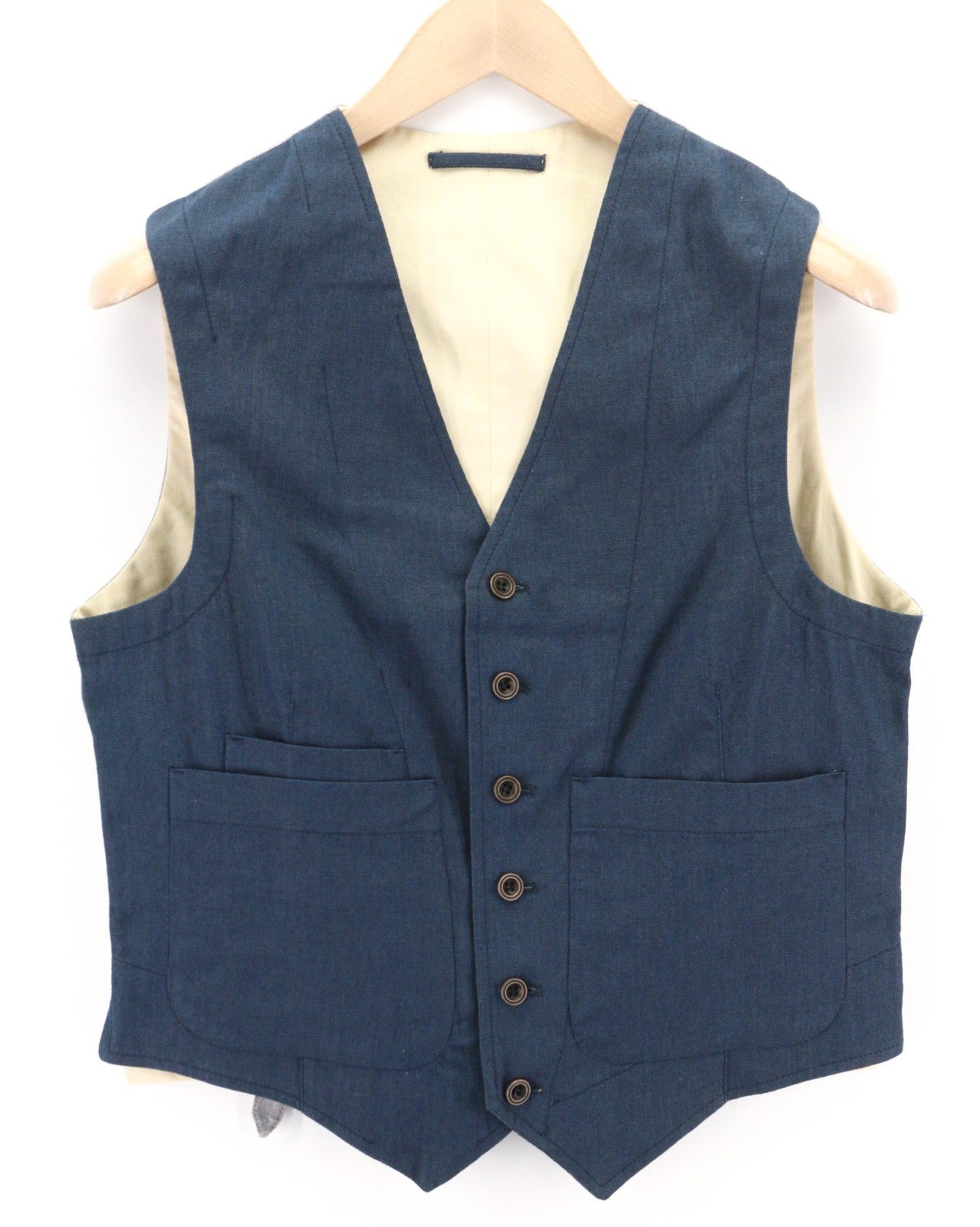 NUDIE JEANS Men's Vest M Blue Organic Cotton Patch Pockets Lined Buttoned