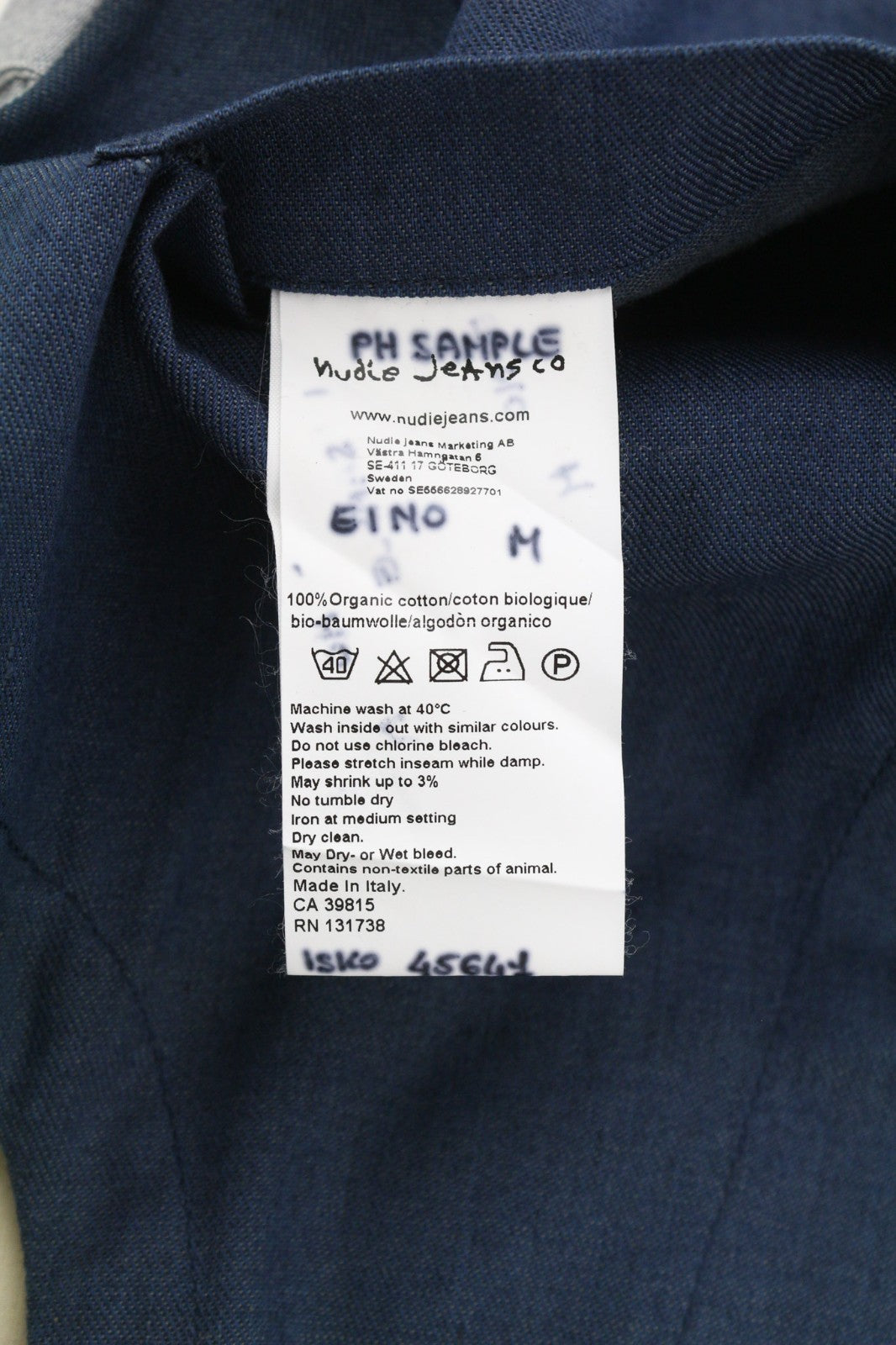 NUDIE JEANS vyriška liemenė M mėlyna ekologiška medvilnė su uždėtinėmis kišenėmis ir pamušalu, su sagomis 