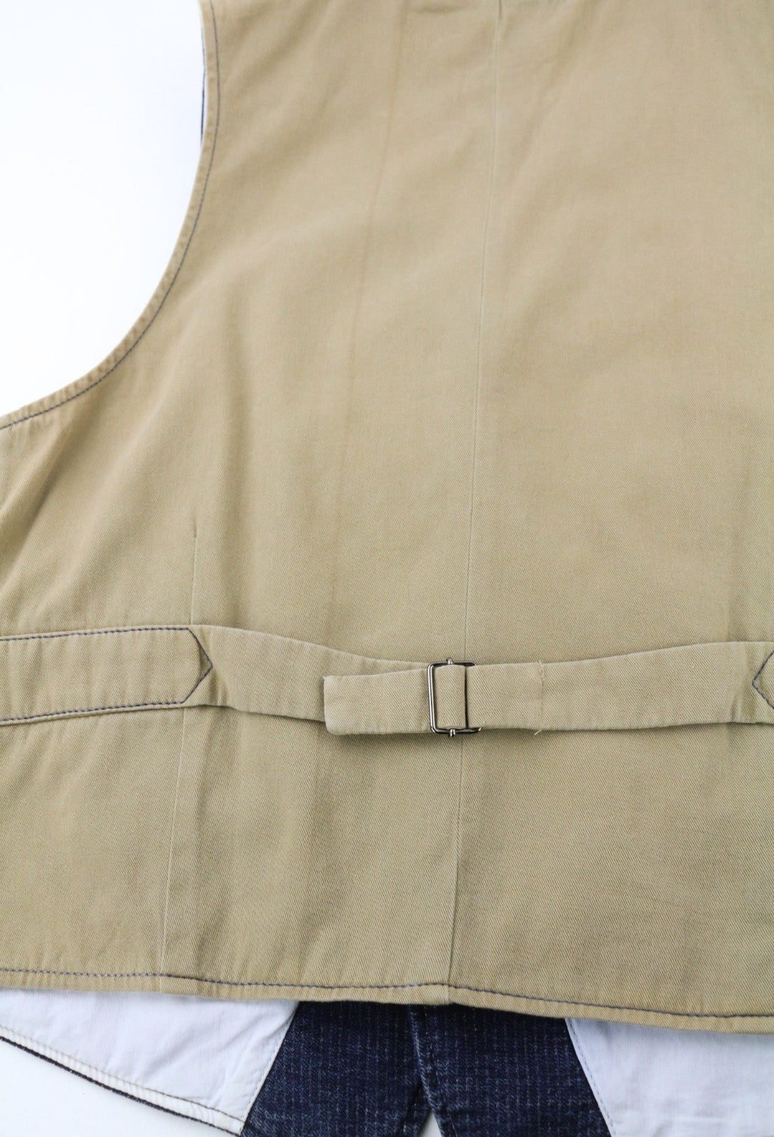 NUDIE JEANS Gustav Men's Vest M Worker Stripe Blue Denim Look Lined Logo