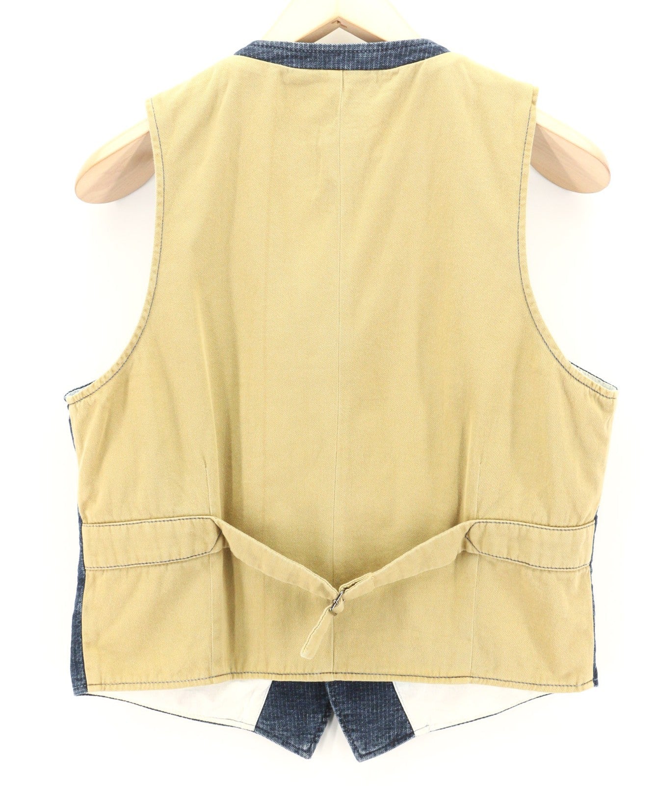 NUDIE JEANS Gustav Men's Vest M Worker Stripe Blue Denim Look Lined Logo