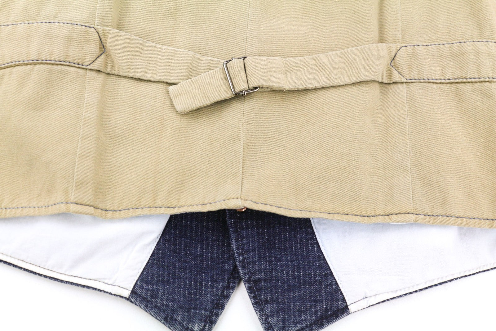 NUDIE JEANS Gustav Men's Vest M Worker Stripe Blue Denim Look Lined Logo