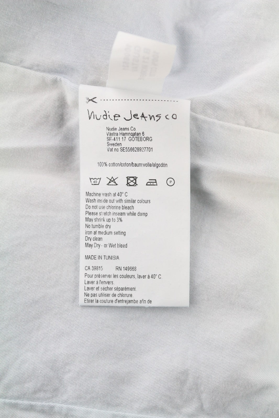 NUDIE JEANS Gustav Men's Vest M Worker Stripe Blue Denim Look Lined Logo