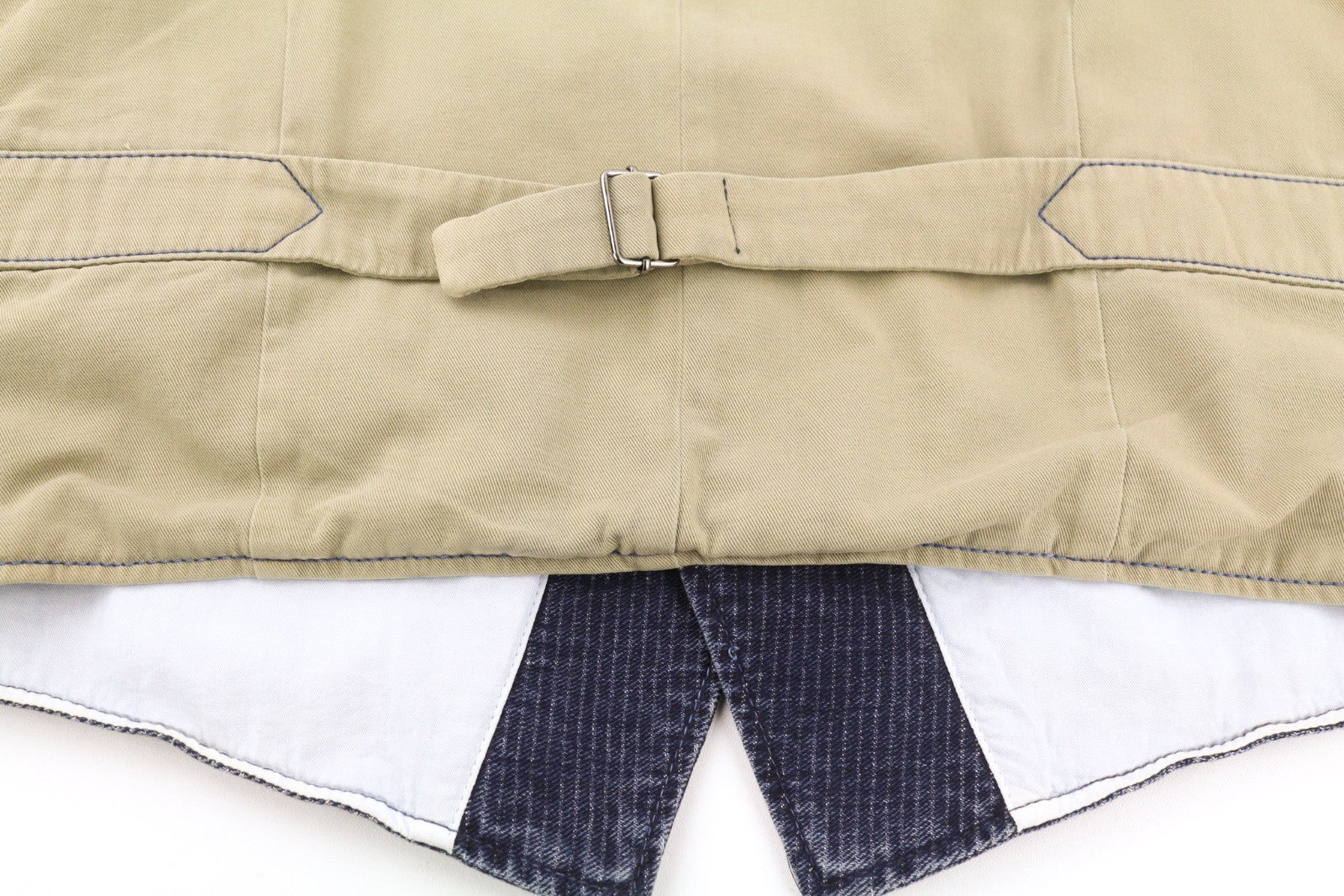 NUDIE JEANS Gustav Men's Vest M Worker Stripe Dark Blue Lined Button Logo