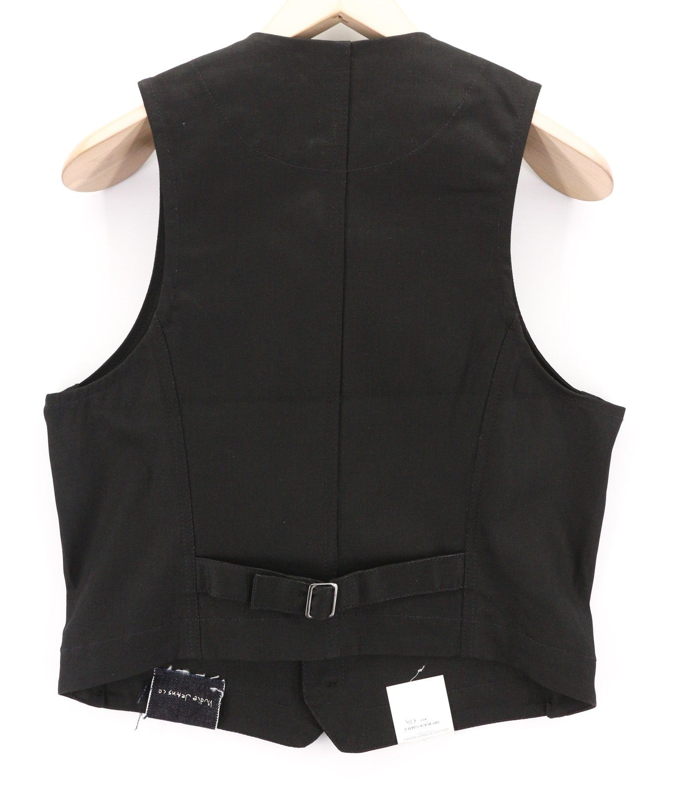 NUDIE JEANS Pal Men's Vest M Dry Black Coated Half Belt Button Unlined