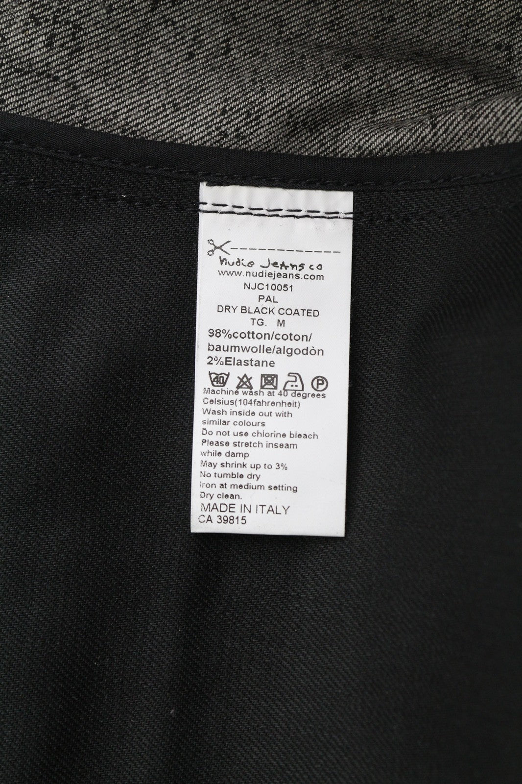 NUDIE JEANS Pal Men's Vest M Dry Black Coated Half Belt Button Unlined