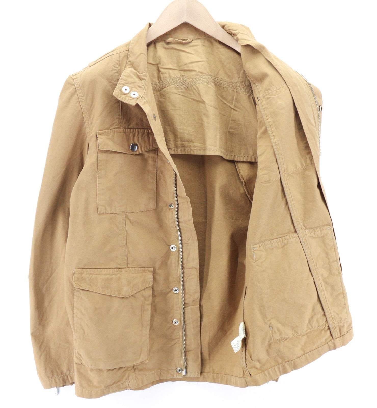 NUDIE JEANS Mick Men's Jacket S Brown Zip Patch Pockets Cuff Unlined