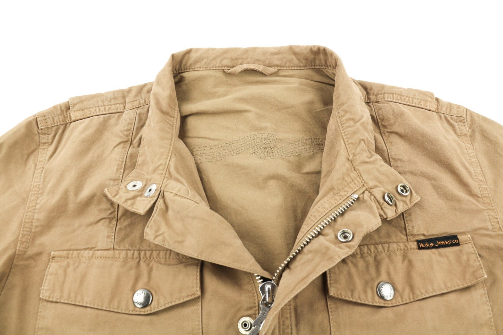 NUDIE JEANS Mick Men's Jacket M Brown Patch Pockets Unlined Zip Cuff