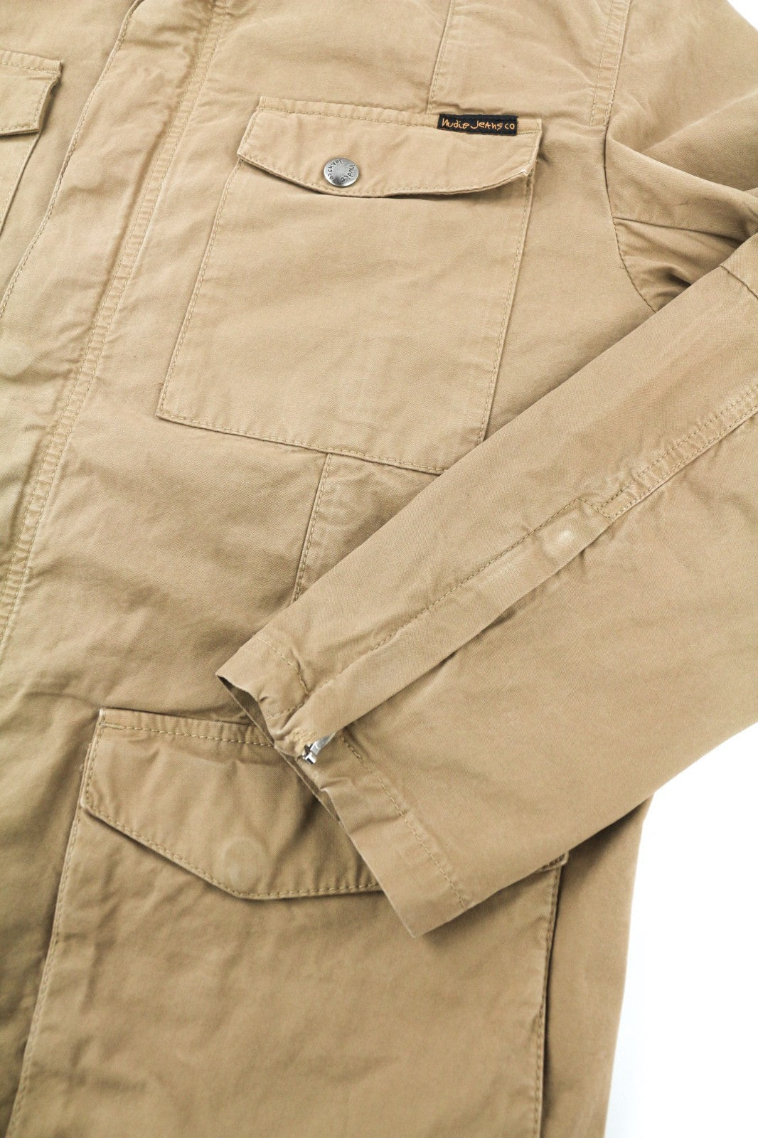 NUDIE JEANS Mick Men's Jacket M Brown Patch Pockets Unlined Zip Cuff