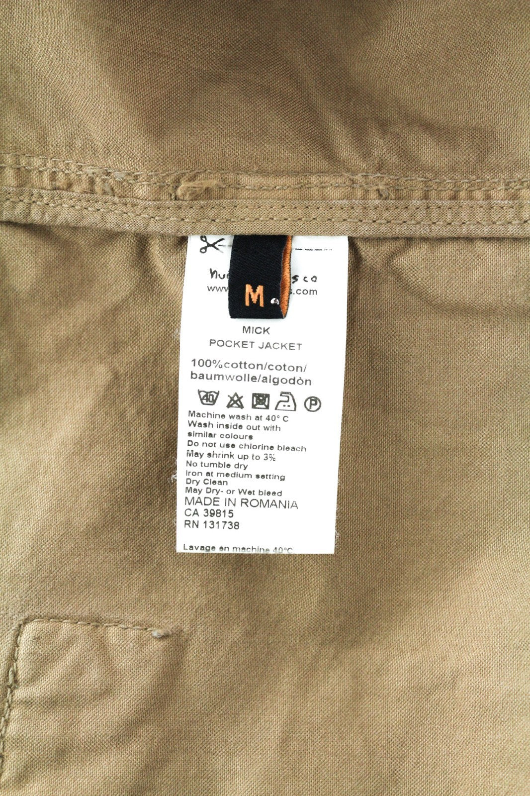 NUDIE JEANS Mick Men's Jacket M Brown Patch Pockets Unlined Zip Cuff