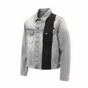 NUDIE JEANS Perry Men's Jacket L Black Organic Striped Denim Button Logo