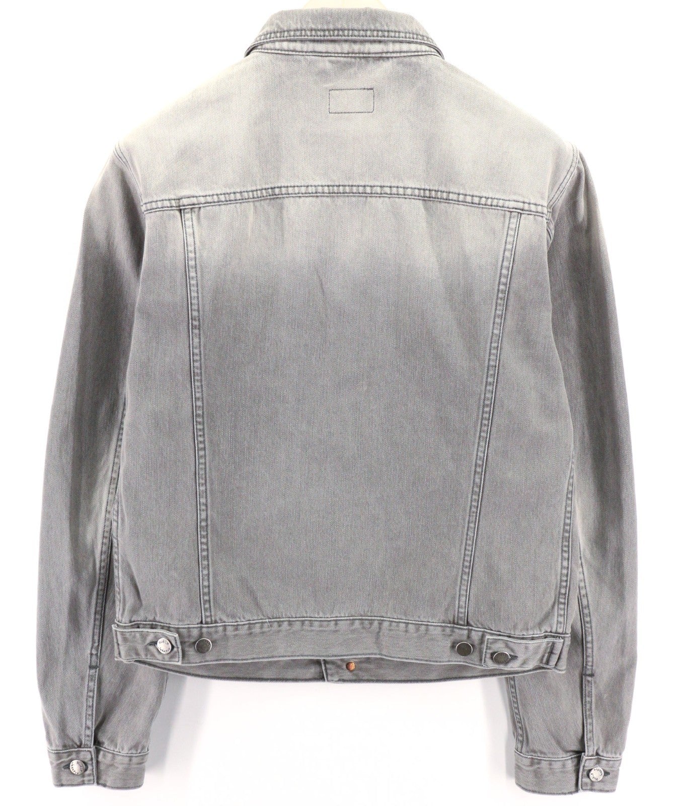 NUDIE JEANS Perry Men's Jacket L Black Organic Striped Denim Button Logo