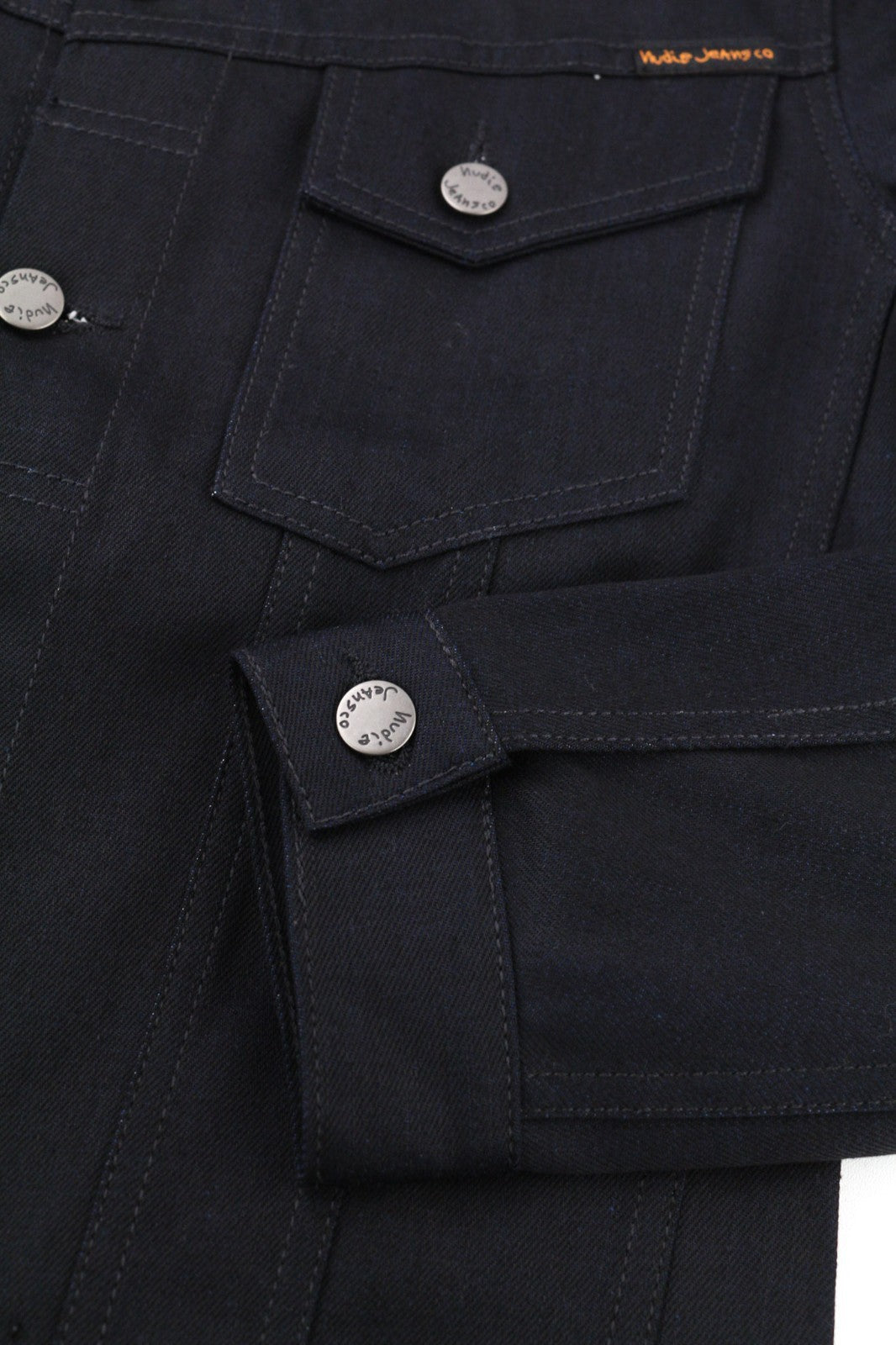 NUDIE JEANS Billy Men's Jacket S Dry Black Denim Organic Cotton Buttoned